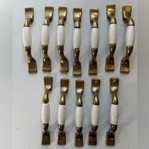 Vintage White and Gold Cabinet Handles lot of 12